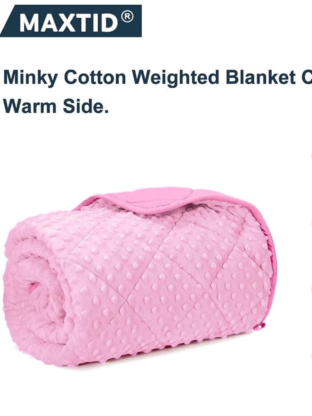 Pink Minky Cotton Sensory Weighted Blanket 3 lbs Kids washable